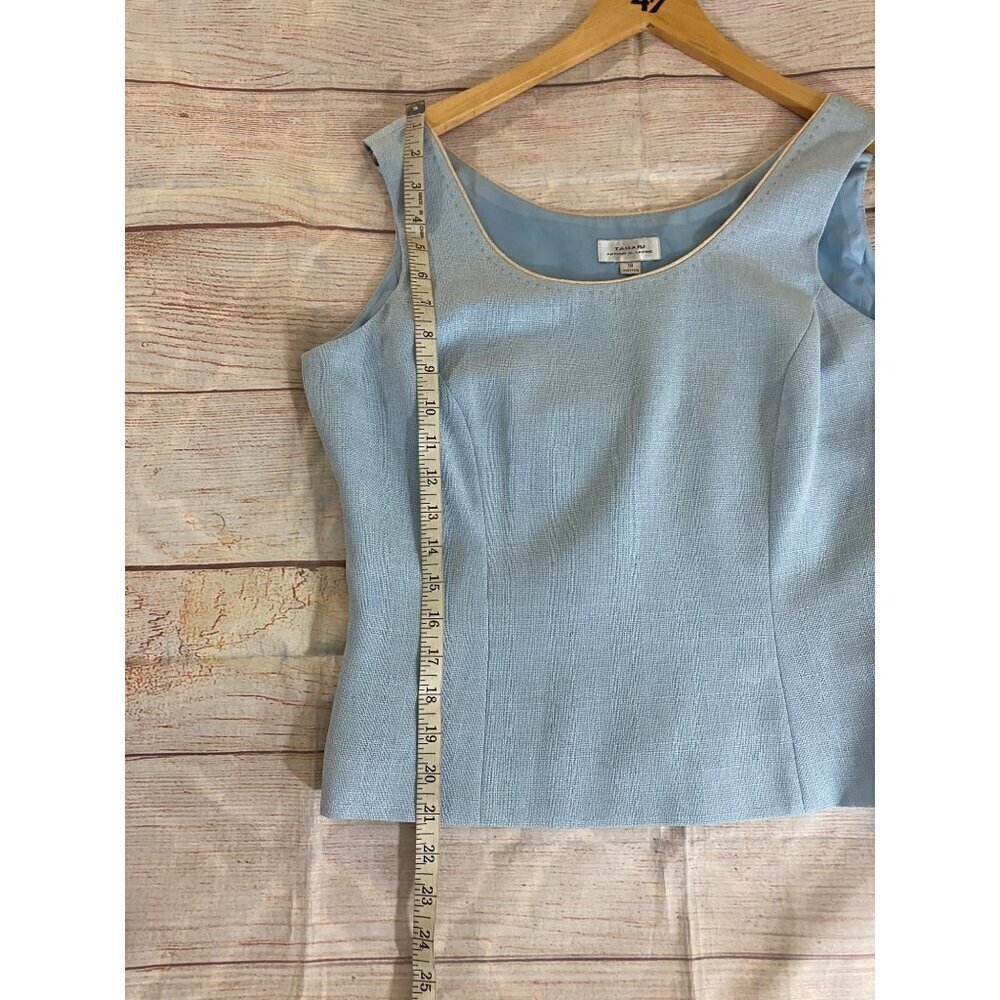 Tahari Women's Powder Blue Sleeveless Classic Office Blouse - 10 - Picture 5 of 11